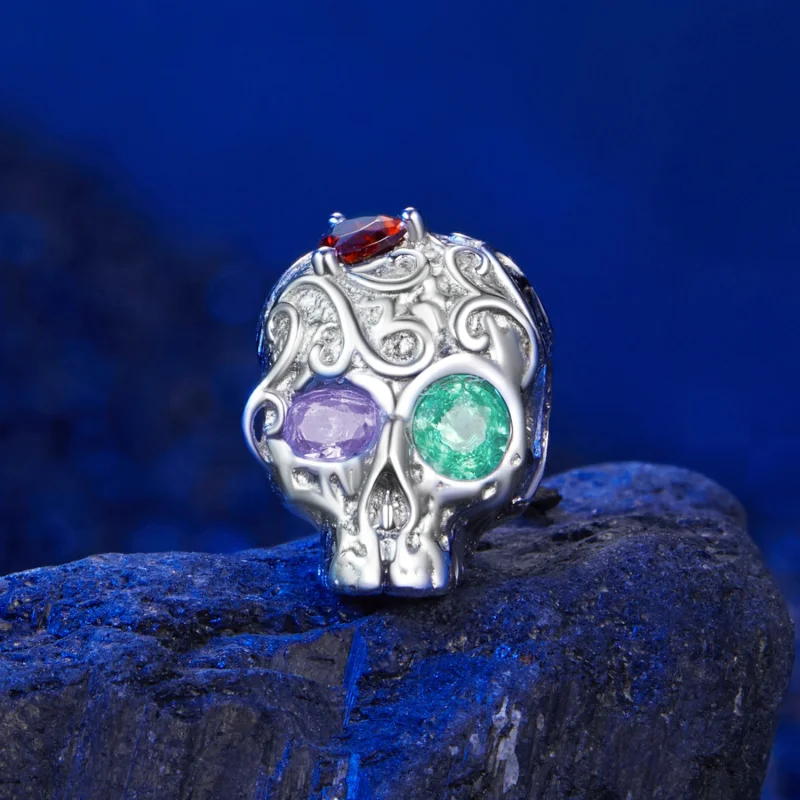 (Bild für) PANDORA Stil Schädel mit Blumenmuster Charm - SCC2893 - Ansicht 2