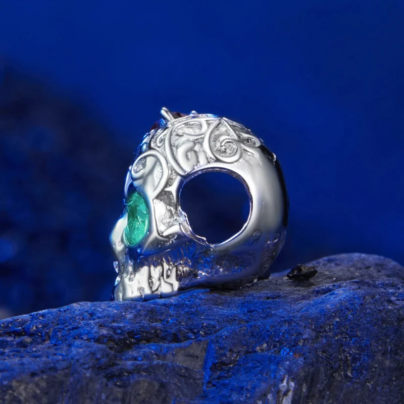 (Bild für) PANDORA Stil Schädel mit Blumenmuster Charm - SCC2893 - Ansicht 3