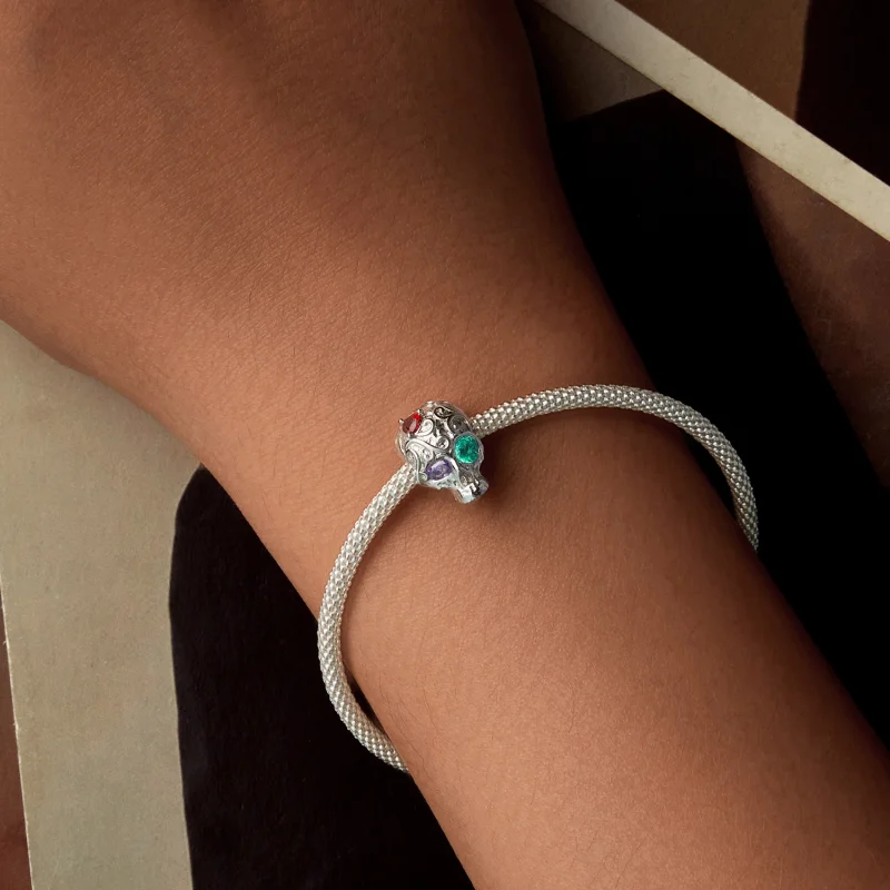 (Bild für) PANDORA Stil Schädel mit Blumenmuster Charm - SCC2893 - Ansicht 6