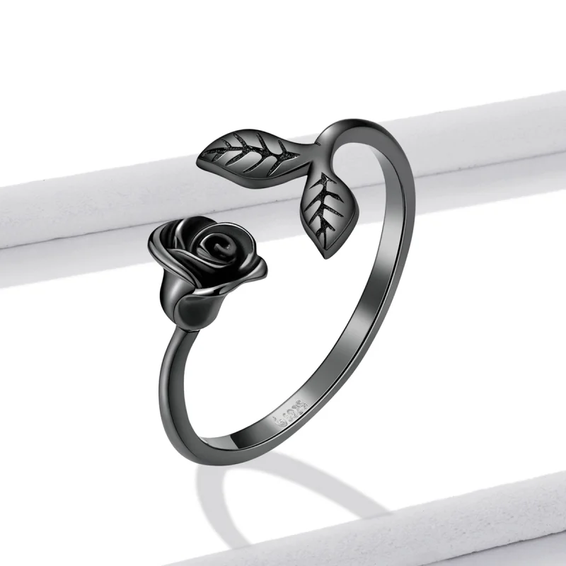 (Bild für) PANDORA Stil Schwarze Rose offener Ring - BSR239 - Ansicht 2