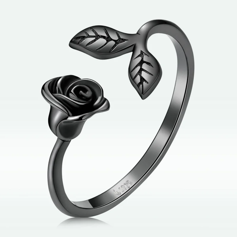 (Bild für) PANDORA Stil Schwarze Rose offener Ring - BSR239 - Ansicht 3
