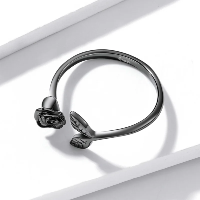 (Bild für) PANDORA Stil Schwarze Rose offener Ring - BSR239 - Ansicht 4