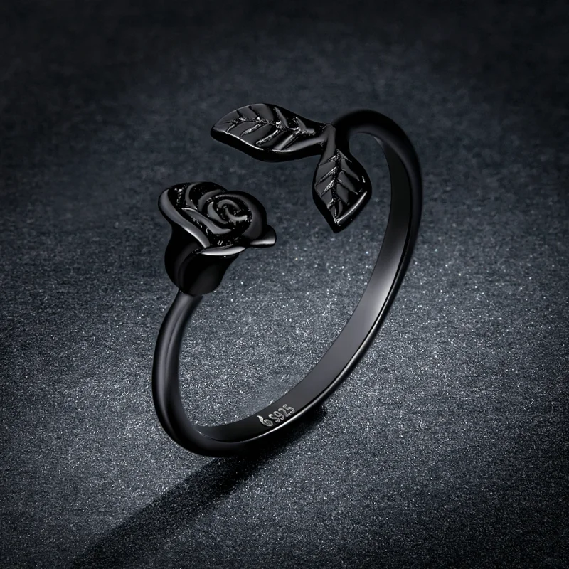 (Bild für) PANDORA Stil Schwarze Rose offener Ring - BSR239 - Ansicht 5