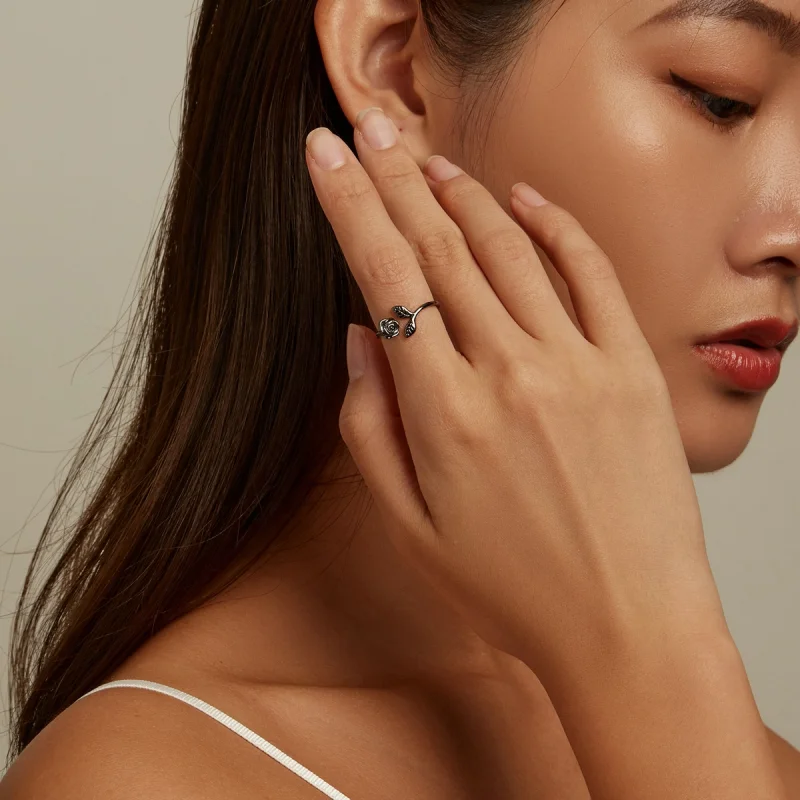 (Bild für) PANDORA Stil Schwarze Rose offener Ring - BSR239 - Ansicht 8
