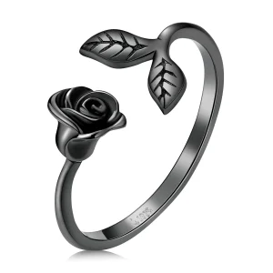 (Bild für) PANDORA Stil Schwarze Rose offener Ring - BSR239