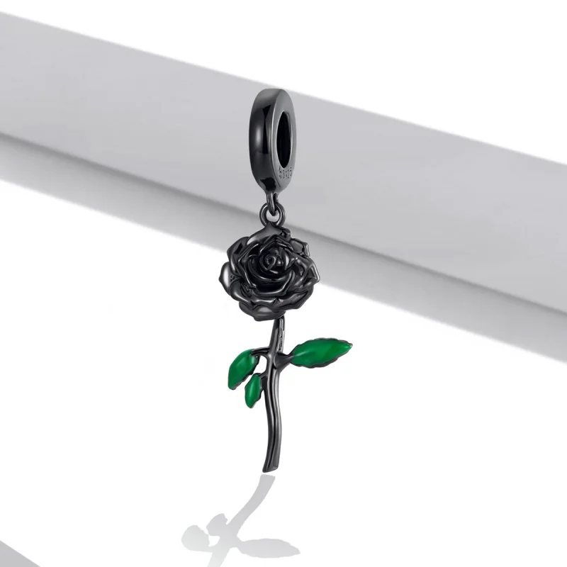 (Bild für) PANDORA Stil Schwarze Rosen Anhänger - BSC584 - Ansicht 2