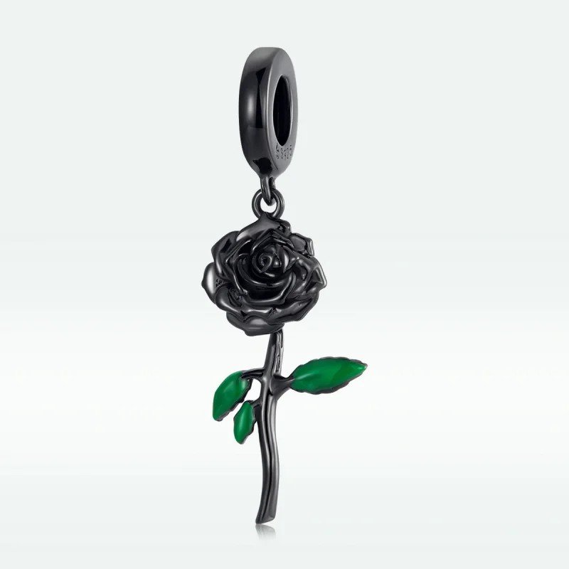 (Bild für) PANDORA Stil Schwarze Rosen Anhänger - BSC584 - Ansicht 3