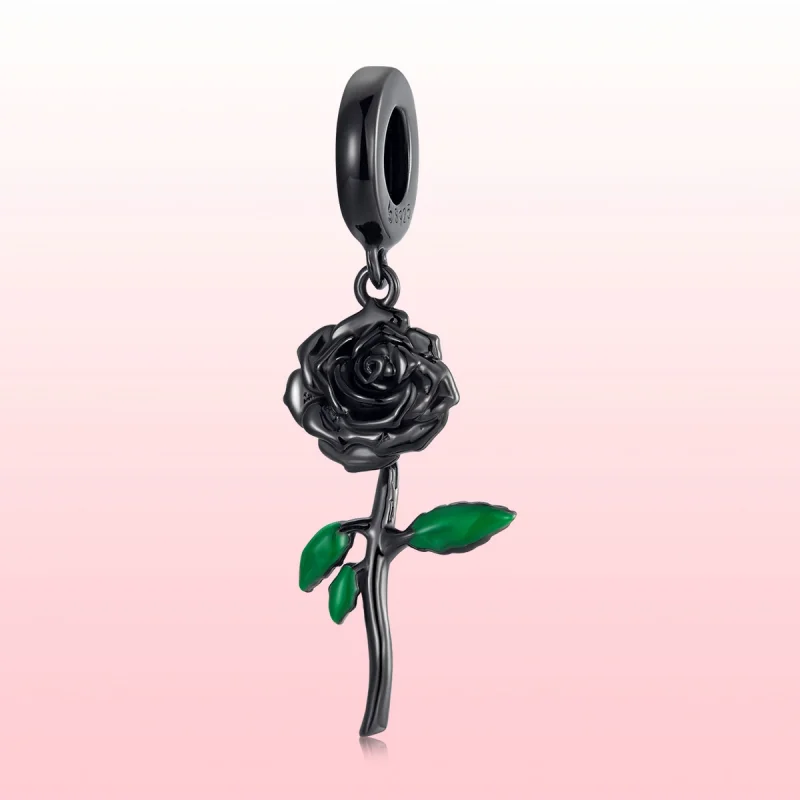 (Bild für) PANDORA Stil Schwarze Rosen Anhänger - BSC584 - Ansicht 4