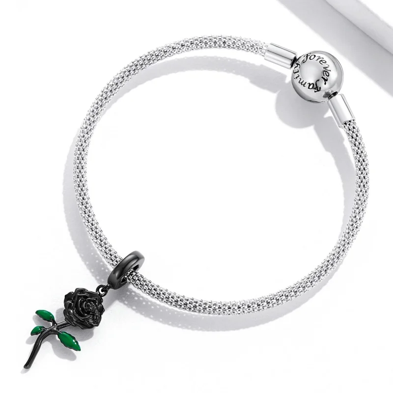 (Bild für) PANDORA Stil Schwarze Rosen Anhänger - BSC584 - Ansicht 6
