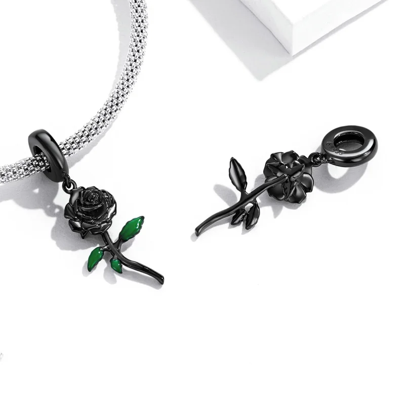 (Bild für) PANDORA Stil Schwarze Rosen Anhänger - BSC584 - Ansicht 7