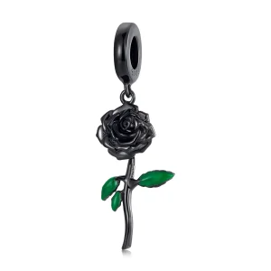(Bild für) PANDORA Stil Schwarze Rosen Anhänger - BSC584