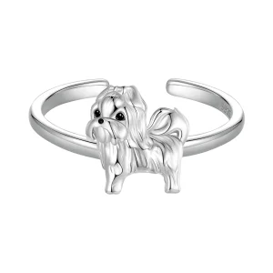 (Bild für) PANDORA Stil Shih Tzu Hund öffnet offenen Ring - SCR1073-E