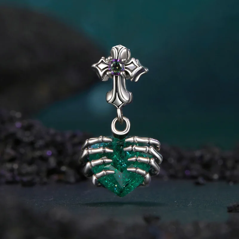 (Bild für) PANDORA Stil Totenkopf-Herz-Anhänger - BSC1061 - Ansicht 2