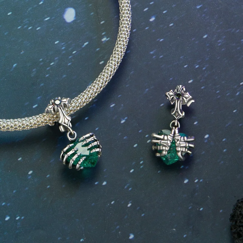 (Bild für) PANDORA Stil Totenkopf-Herz-Anhänger - BSC1061 - Ansicht 5