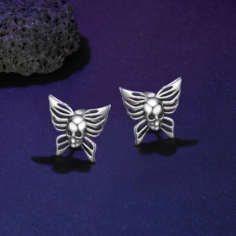 (Bild für) PANDORA Stil Totenkopf-Schmetterling Ohrringe - SCE1798 - Ansicht 3