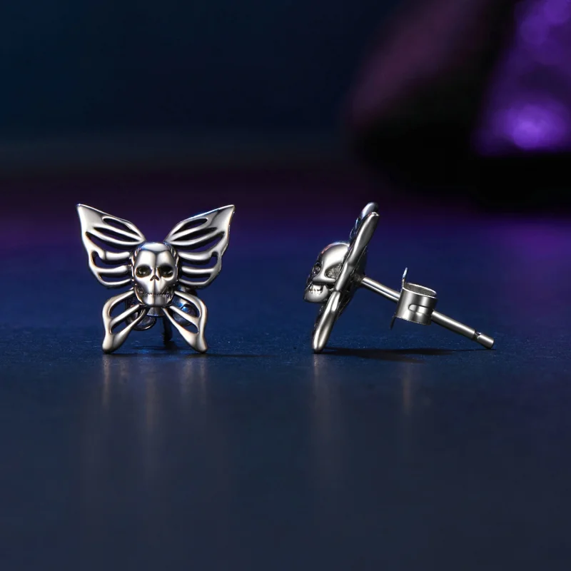 (Bild für) PANDORA Stil Totenkopf-Schmetterling Ohrringe - SCE1798 - Ansicht 4