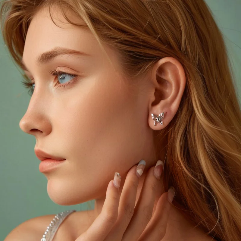 (Bild für) PANDORA Stil Totenkopf-Schmetterling Ohrringe - SCE1798 - Ansicht 8