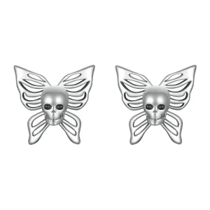 (Bild für) PANDORA Stil Totenkopf-Schmetterling Ohrringe - SCE1798