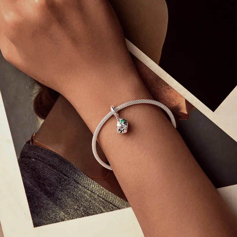 (Bild für) PANDORA Stil Vierblättriges Klee Würfel Anhänger - SCC2839 - Ansicht 6