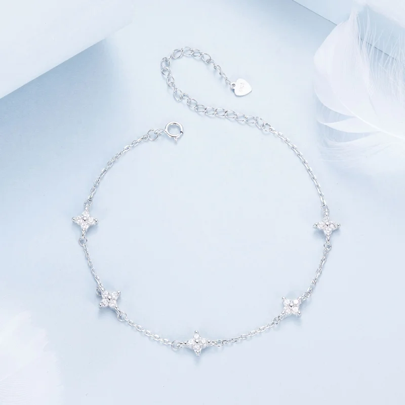 (Bild für) PANDORA Stil Vierblättriges Kleeblatt Fußkette - BST008 - Ansicht 3