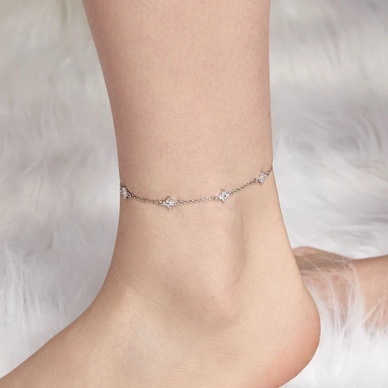 (Bild für) PANDORA Stil Vierblättriges Kleeblatt Fußkette - BST008 - Ansicht 4