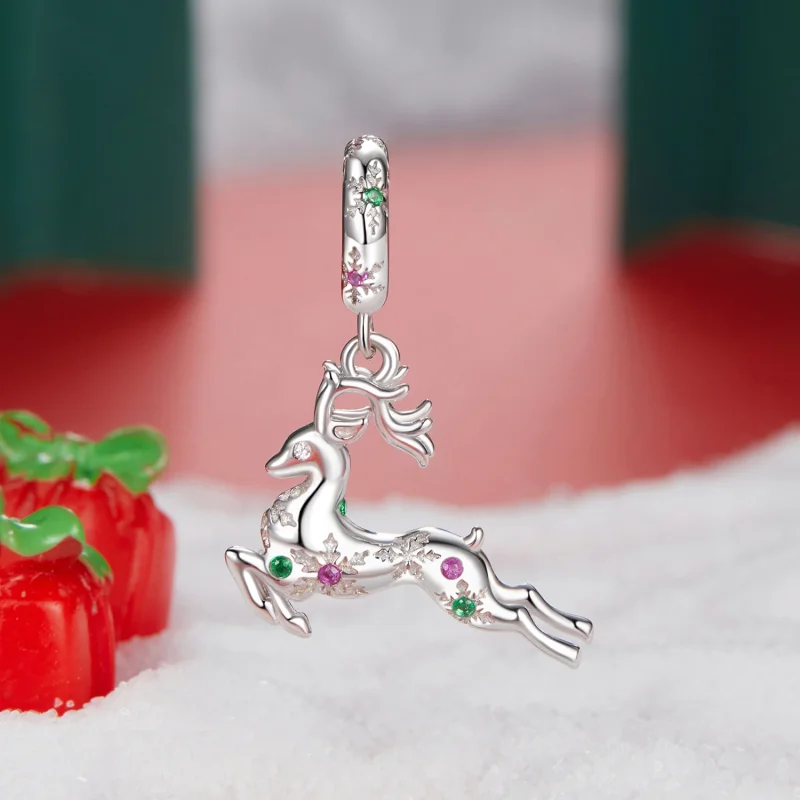 (Bild für) PANDORA Stil Weihnachts-Elch-Anhänger - BSC1066 - Ansicht 2