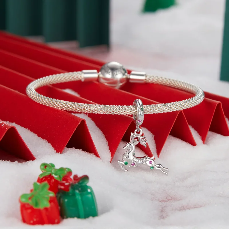 (Bild für) PANDORA Stil Weihnachts-Elch-Anhänger - BSC1066 - Ansicht 3