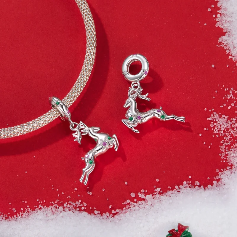 (Bild für) PANDORA Stil Weihnachts-Elch-Anhänger - BSC1066 - Ansicht 4
