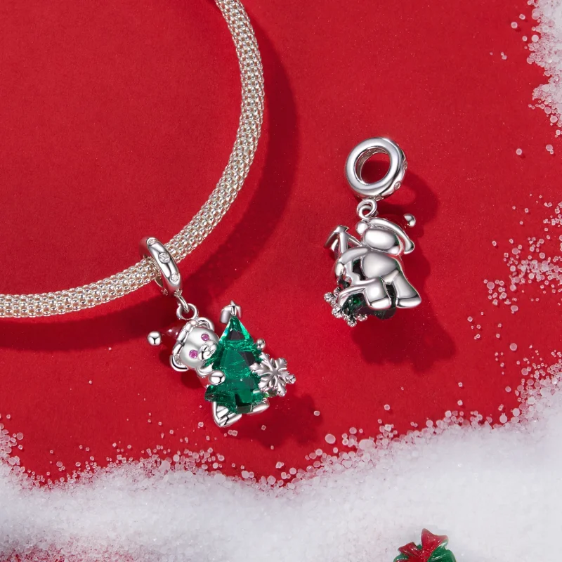 (Bild für) PANDORA Stil Weihnachtsbär-Anhänger - BSC1065 - Ansicht 4