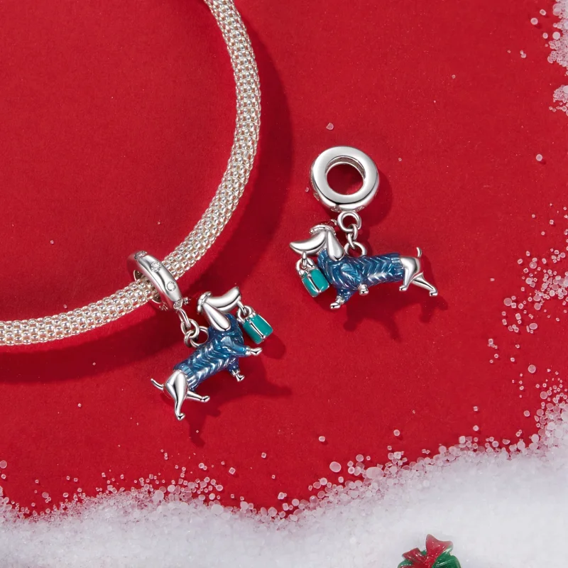 (Bild für) PANDORA Stil Weihnachtsdackel-Anhänger - BSC1069 - Ansicht 4