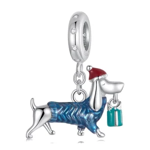 (Bild für) PANDORA Stil Weihnachtsdackel-Anhänger - BSC1069