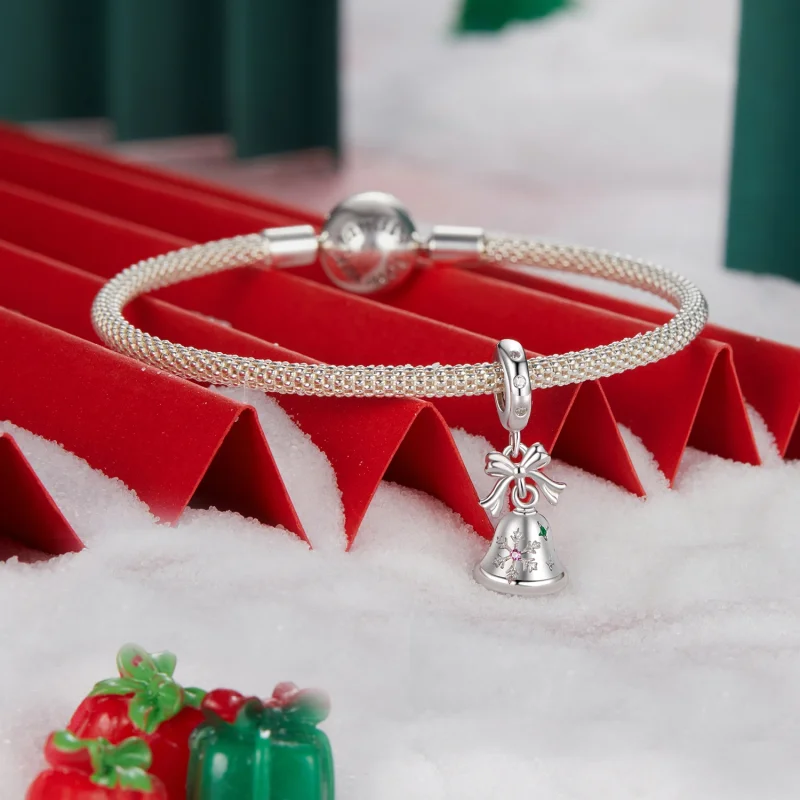 (Bild für) PANDORA Stil Weihnachtsglocken-Anhänger - BSC1067 - Ansicht 3
