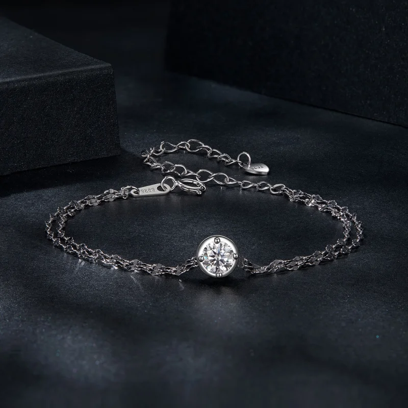 (Bild für) PANDORA Style 0,5 ct Moissanit Doppelstein-Armband (mit einem Zertifikat) - MSB0 - Ansicht 3
