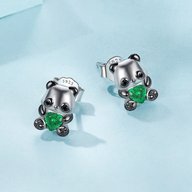 (Bild für) PANDORA Style Herz Panda Ohrringe - SCE1775 - Ansicht 3