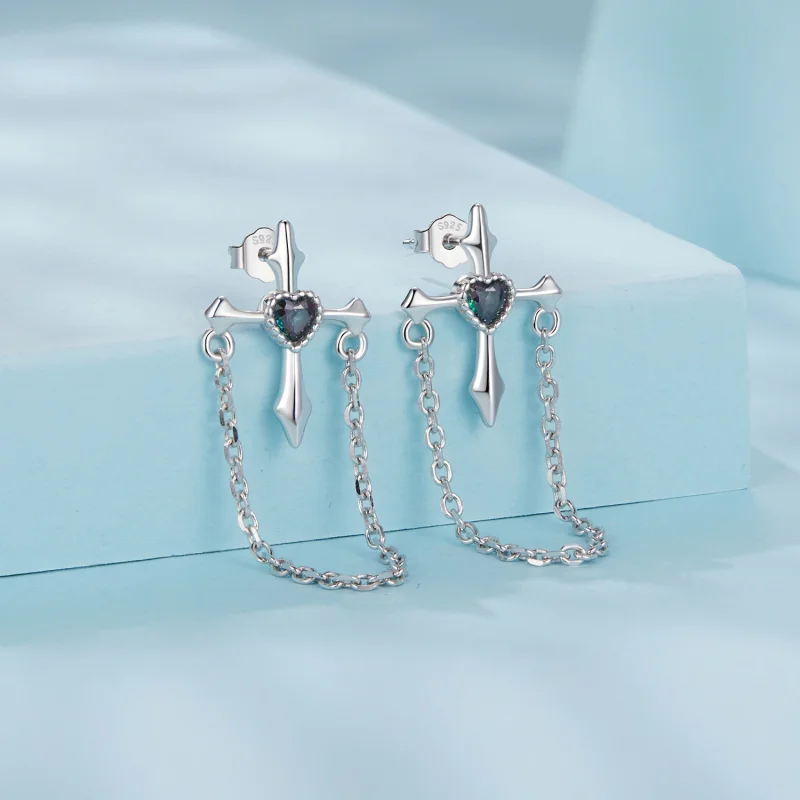 (Bild für) PANDORA Style Ketten-Kreuz Ohrringe - SCE1808 - Ansicht 2
