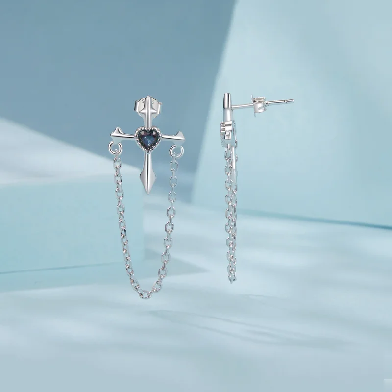 (Bild für) PANDORA Style Ketten-Kreuz Ohrringe - SCE1808 - Ansicht 3