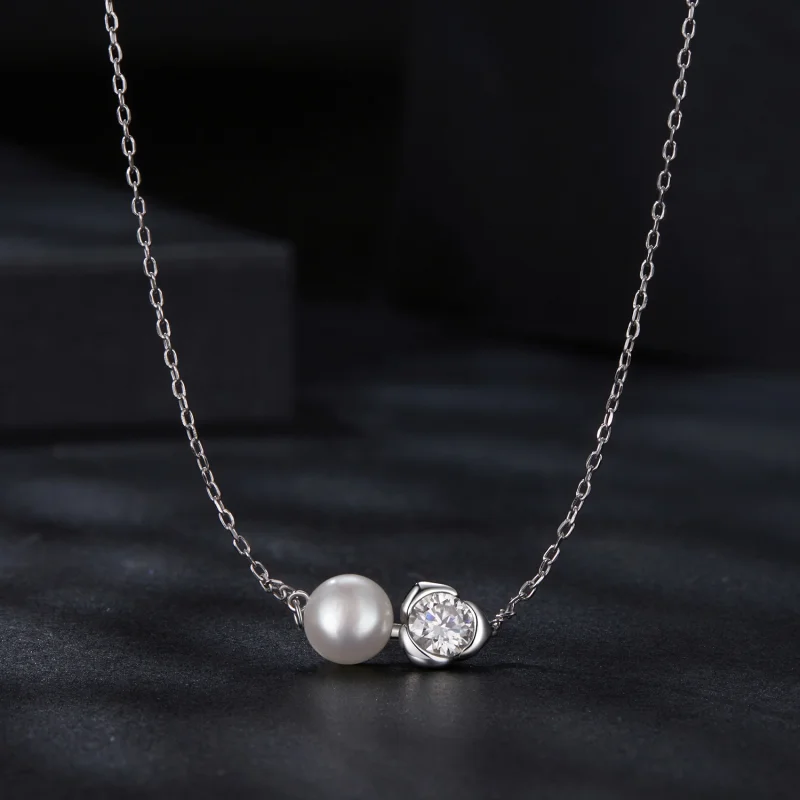 (Bild für) PANDORA Style Moissanit Rosen Halskette (mit einem Zertifikat) - MSN040 - Ansicht 3