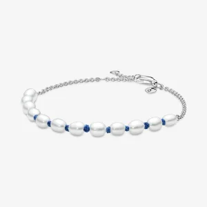 (Bild für) Pandora Behandelte Süßwasser-Zuchtperlen Blau Kordel Kette Armband - 591689C01