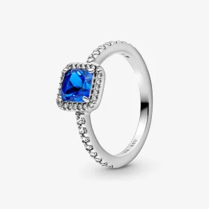 (Bild für) Pandora Blue Square Sparkle Halo Ring - 198863C02