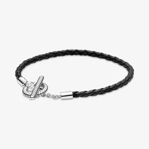 (Bild für) Pandora Geflochtenes Leder-T-Barren-Armband - 591675C01