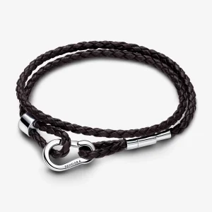 (Bild für) Pandora Moments Geflochtenes Doppellesearmband in Braun - 593338C01