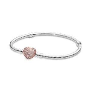 (Bild für) Pandora Moments Pavé-Herzschließe Schlangenkette Armband - 586292CZ