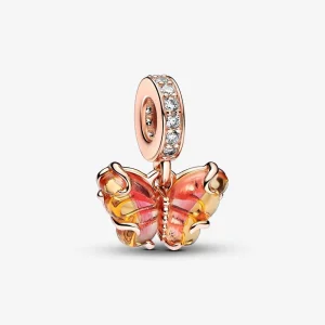 (Bild für) Pandora Pink & Yellow Murano Glas Schmetterling Anhänger - 782698C01
