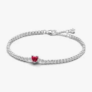 (Bild für) Pandora Roter Funkelndes Herz Tennis-Armband - 590041C02
