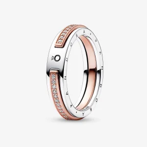 (Bild für) Pandora Signature Zweifarbiges Logo & Pavé-Ring - 182773C01