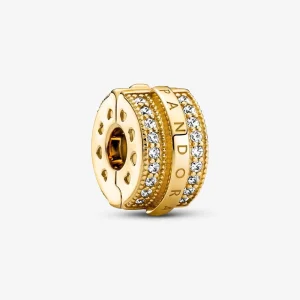 (Bild für) Pandora Sparkling Pavé Linien & Logo Clip Charm - 769042C01