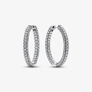 (Bild für) Pandora Timeless Pavé Einzelreihe Creole Ohrringe - 293016C01