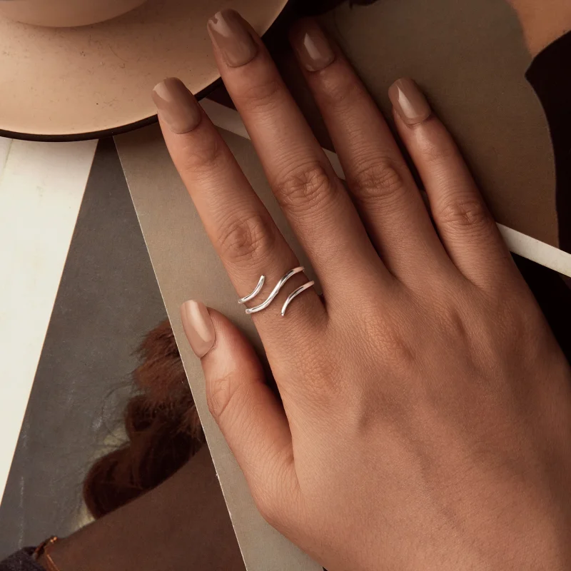 (Bild für) PANDORA-Stil Mehrschichtiger einfacher offener Ring - SCR1040-E - Ansicht 5
