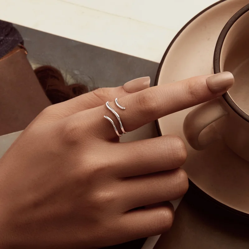 (Bild für) PANDORA-Stil Mehrschichtiger einfacher offener Ring - SCR1040-E - Ansicht 6
