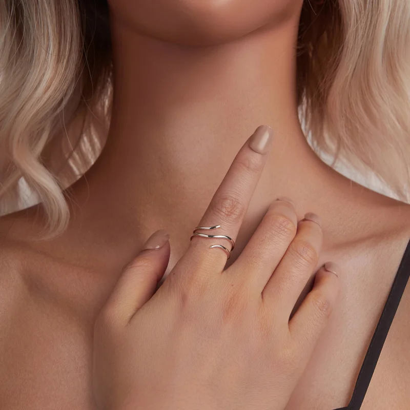 (Bild für) PANDORA-Stil Mehrschichtiger einfacher offener Ring - SCR1040-E - Ansicht 7